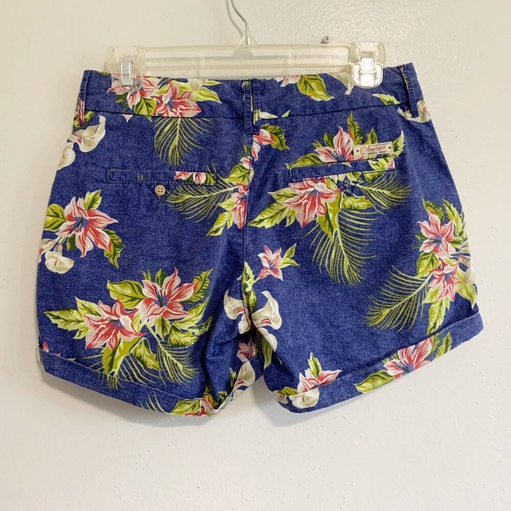 Vintage Tommy Hilfiger Blue Floral Tropical Denim Womens 26 Shorts Resort Travel - Picture 12 of 13